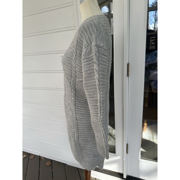 NEW GAP Cable Knit Sweater Dress Women's Size XS Gray Winter Wool Cozy Hygge - Picture 7 of 10